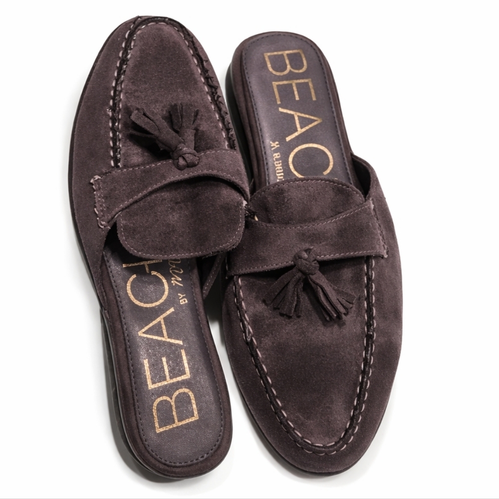 Beach by Matisse Suede Tassel Mules, Dark Gray, Women’s Size 7